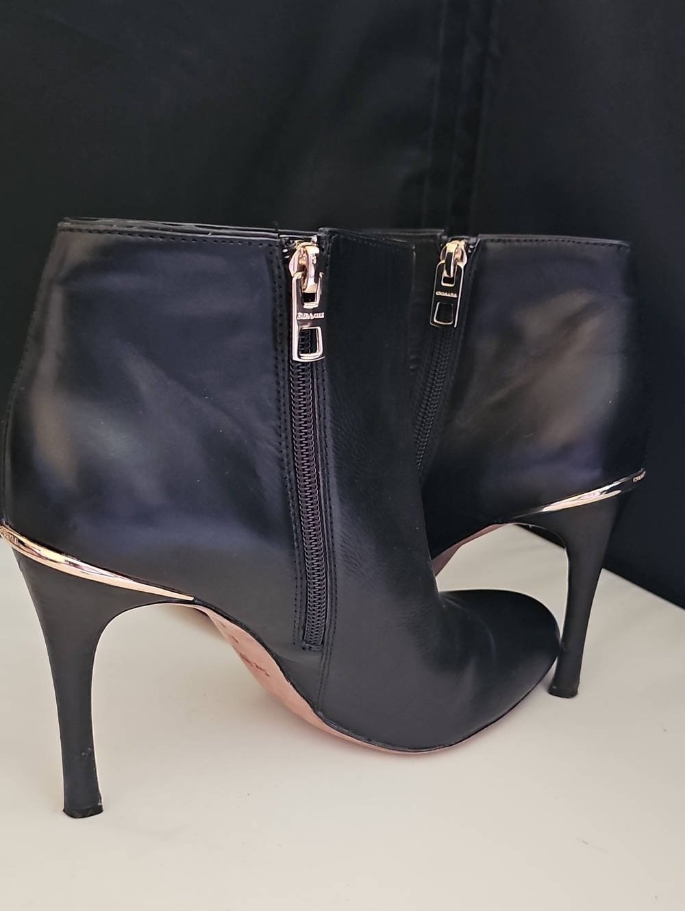 Coach Mila Black Leather Stiletto Ankle Booties Size 9B EU 39